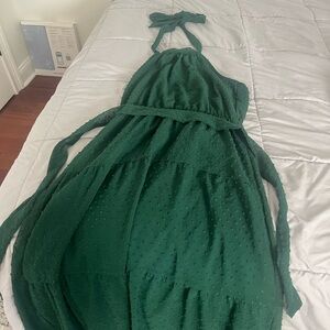 Green halter dress